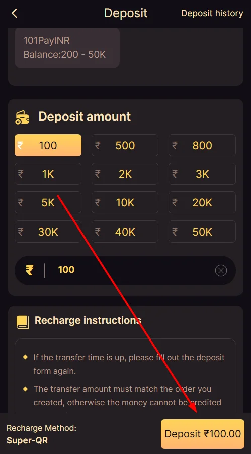 Click the Deposit button last